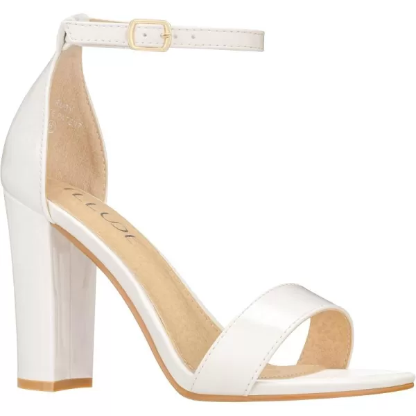 ILLUDE Womens Open Toe Ankle Strap Chunky Block High Heel  Formal Wedding Party Classic Heeled Sandals  RubyWhite Patent