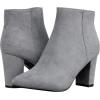 imageILLUDE Womens Fashion Ankle Boots Comfortable Chunky Block Heel Pointed Toe BootiesGrey Suede