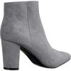 imageILLUDE Womens Fashion Ankle Boots Comfortable Chunky Block Heel Pointed Toe BootiesGrey Suede