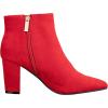 imageILLUDE Womens Fashion Ankle Boots Comfortable Chunky Block Heel Pointed Toe BootiesRed Suede