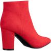 imageILLUDE Womens Fashion Ankle Boots Comfortable Chunky Block Heel Pointed Toe BootiesRed Suede