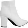 imageILLUDE Womens Fashion Ankle Boots Comfortable Chunky Block Heel Pointed Toe BootiesWhite Pu