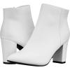 imageILLUDE Womens Fashion Ankle Boots Comfortable Chunky Block Heel Pointed Toe BootiesWhite Pu
