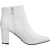 imageILLUDE Womens Fashion Ankle Boots Comfortable Chunky Block Heel Pointed Toe BootiesWhite Pu