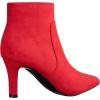 imageILLUDE Womens Fashion Ankle Boots Comfortable Pointed Toe Stiletto Bootie High Heels BootRed Suede