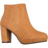 imageILLUDE Womens Ankle Bootie Side Zip Comfortable Block Heel Chunky Platform Ankle BootsTan Suede