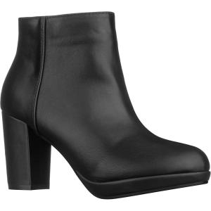 imageILLUDE Womens Ankle Bootie Side Zip Comfortable Block Heel Chunky Platform Ankle BootsBlack Pu