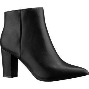 imageILLUDE Womens Fashion Ankle Boots Comfortable Chunky Block Heel Pointed Toe BootiesBlack Pu