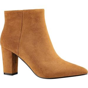 imageILLUDE Womens Fashion Ankle Boots Comfortable Chunky Block Heel Pointed Toe BootiesTan Suede