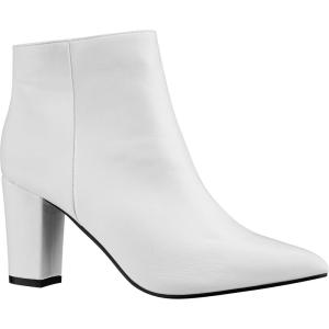 imageILLUDE Womens Fashion Ankle Boots Comfortable Chunky Block Heel Pointed Toe BootiesWhite Pu