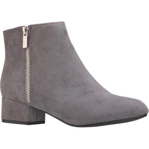 imageILLUDE Womens Low Heel Ankle Boot Casual Zip Up Booties Comfortable Everyday Round Toe BootieGrey Suede