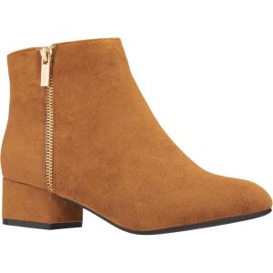 imageILLUDE Womens Low Heel Ankle Boot Casual Zip Up Booties Comfortable Everyday Round Toe BootieTan Suede