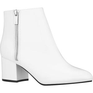 imageILLUDE Womens Low Heel Ankle Boot Casual Zip Up Booties Comfortable Everyday Round Toe BootieWhite Patent