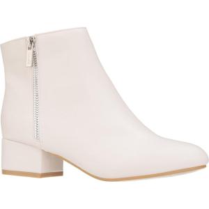 imageILLUDE Womens Low Heel Ankle Boot Casual Zip Up Booties Comfortable Everyday Round Toe BootieWhite Pu