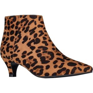 imageILLUDE Womens Fashion Ankle Boots Pointed Toe Ankle Booties Low Heel Short BootsLeopard Suede