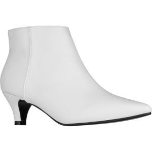 imageILLUDE Womens Fashion Ankle Boots Pointed Toe Ankle Booties Low Heel Short BootsWhite Pu