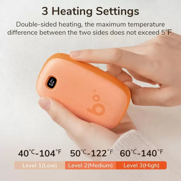JISULIFE Hand Warmers Rechargeable 9000mAh Faux DeerSkin Texture Hand Warmer 3 Gears Electric Hand Warmer Hot Hands for CampingHikingGolf Xmas Gifts for WomenHunting Gifts for MenOrange