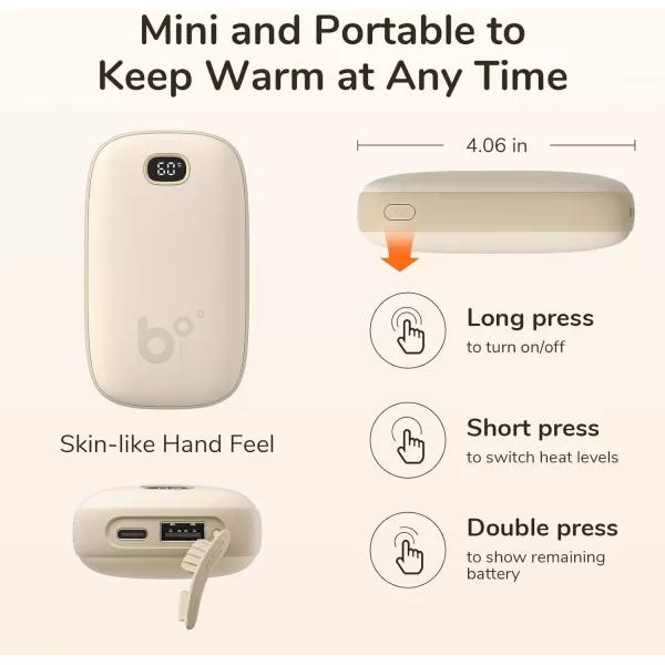 JISULIFE Hand Warmers Rechargeable with 9000mAh Backup Power Bank Electric Hand Heater Reusable Battery Operated Hand Warmer Winter for WomenMenCampingFishingHuntingWarm White