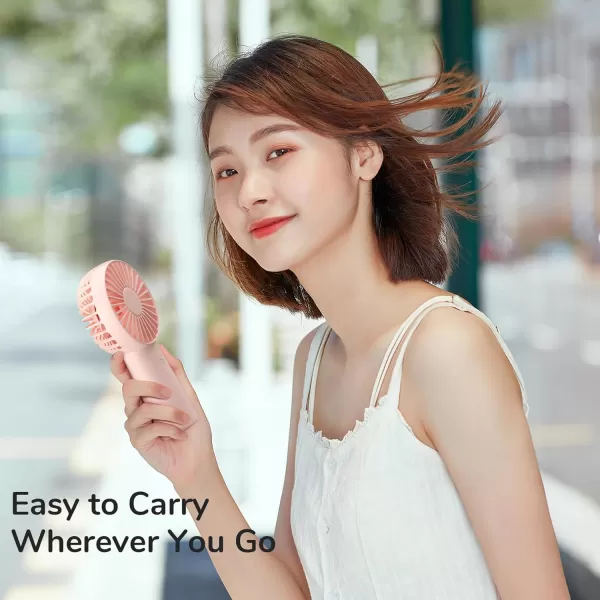 JISULIFE Handheld Fan 4000mAh Small Portable Fan Personal USB Rechargeable Pocket Fan 416H Working Time Battery Operated Hand Fan with 3 Speeds for OutdoorTravel Summer Gift for Women MenGreenPink