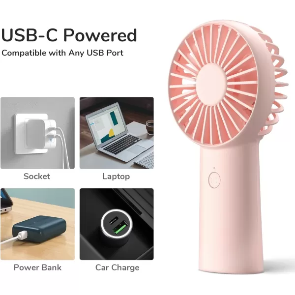 JISULIFE Handheld Fan 4000mAh Small Portable Fan Personal USB Rechargeable Pocket Fan 416H Working Time Battery Operated Hand Fan with 3 Speeds for OutdoorTravel Summer Gift for Women MenGreenPink