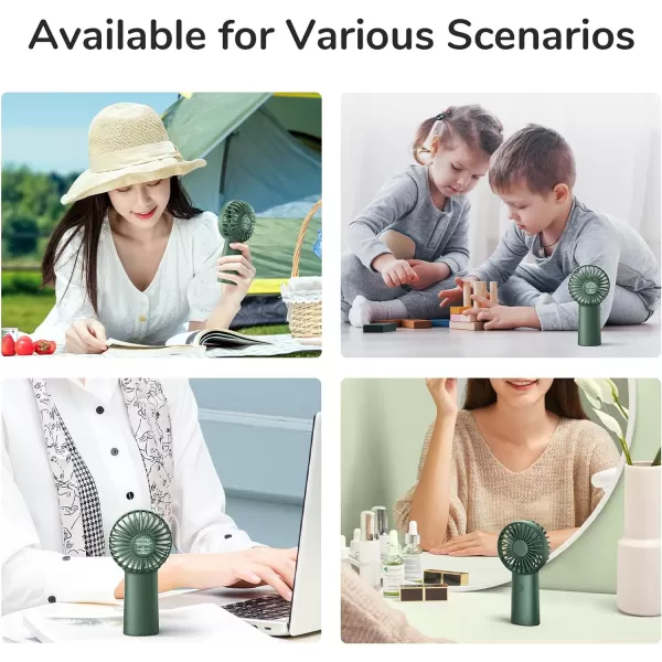 JISULIFE Handheld Fan 4000mAh Small Portable Fan Personal USB Rechargeable Pocket Fan 416H Working Time Battery Operated Hand Fan with 3 Speeds for OutdoorTravel Summer Gift for Women MenGreenGreen