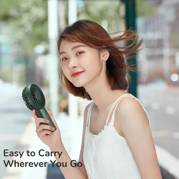 JISULIFE Handheld Fan 4000mAh Small Portable Fan Personal USB Rechargeable Pocket Fan 416H Working Time Battery Operated Hand Fan with 3 Speeds for OutdoorTravel Summer Gift for Women MenGreenGreen