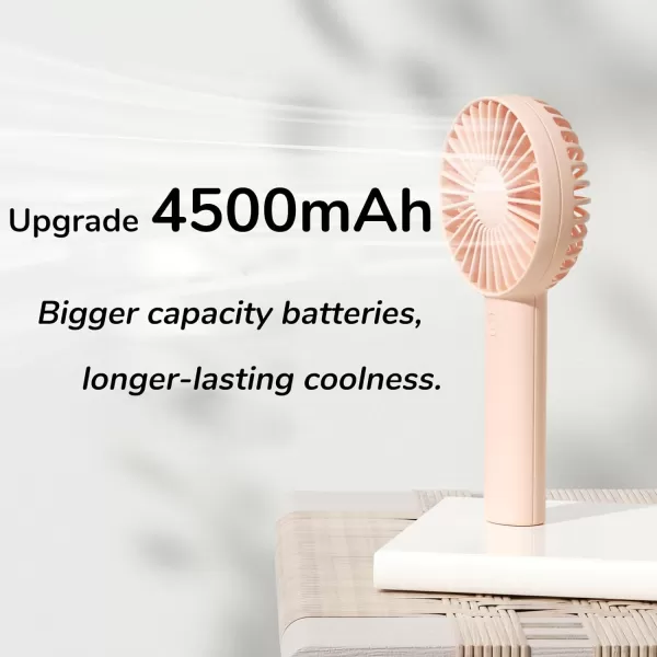 JISULIFE Handheld Fan Portable Small Fan with 3 Speeds USB Rechargeable Hand Fan Personal Fan Battery Operate for Outdoor Indoor Commute Office Travel Gifts BeigePink