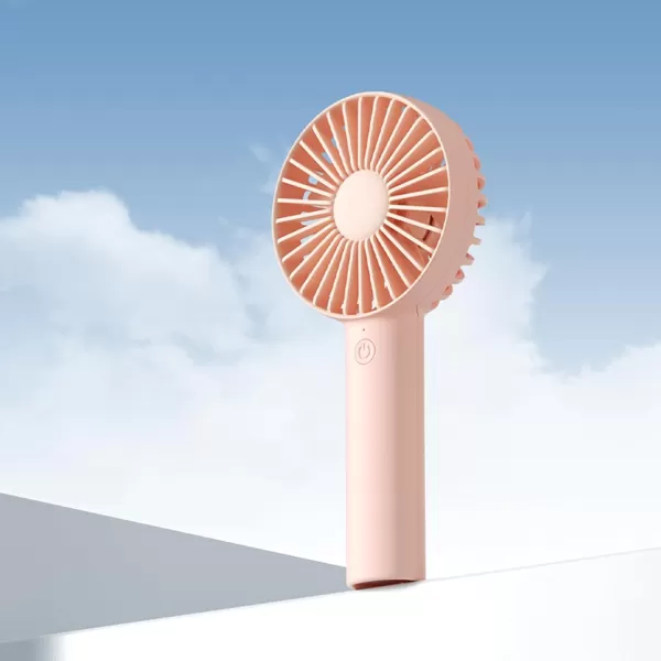 JISULIFE Handheld Fan Portable Small Fan with 3 Speeds USB Rechargeable Hand Fan Personal Fan Battery Operate for Outdoor Indoor Commute Office Travel Gifts BeigePink