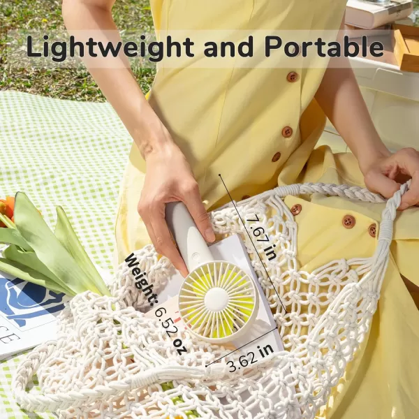 JISULIFE Handheld Fan Portable Small Fan with 3 Speeds USB Rechargeable Hand Fan Personal Fan Battery Operate for Outdoor Indoor Commute Office Travel Gifts BeigeWhite