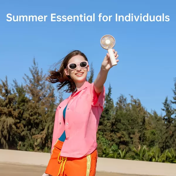JISULIFE Handheld Fan Portable Small Fan with 3 Speeds USB Rechargeable Hand Fan Personal Fan Battery Operate for Outdoor Indoor Commute Office Travel Gifts BeigeBeige