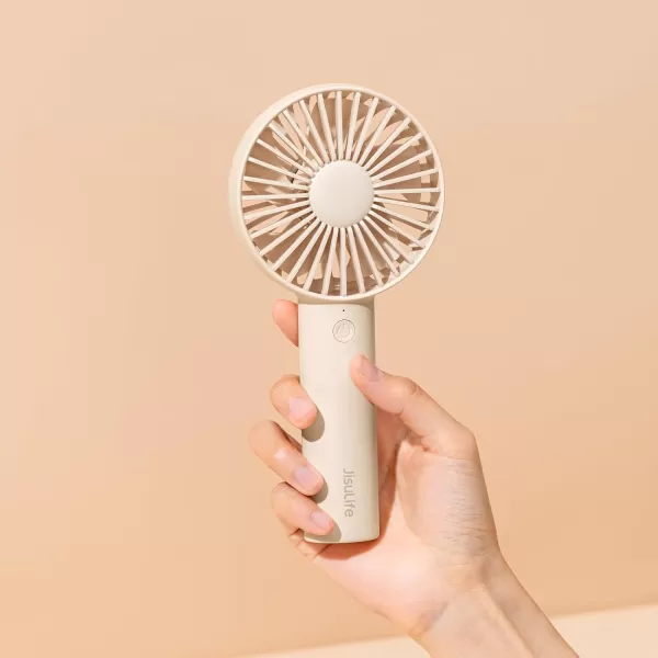 JISULIFE Handheld Fan Portable Small Fan with 3 Speeds USB Rechargeable Hand Fan Personal Fan Battery Operate for Outdoor Indoor Commute Office Travel Gifts BeigeBeige