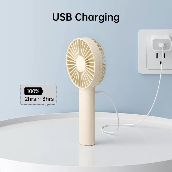 JISULIFE Handheld Fan Portable Small Fan with 3 Speeds USB Rechargeable Hand Fan Personal Fan Battery Operate for Outdoor Indoor Commute Office Travel Gifts BeigeBeige