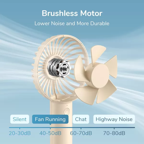 JISULIFE Handheld Fan Portable Small Fan with 3 Speeds USB Rechargeable Hand Fan Personal Fan Battery Operate for Outdoor Indoor Commute Office Travel Gifts BeigeBeige