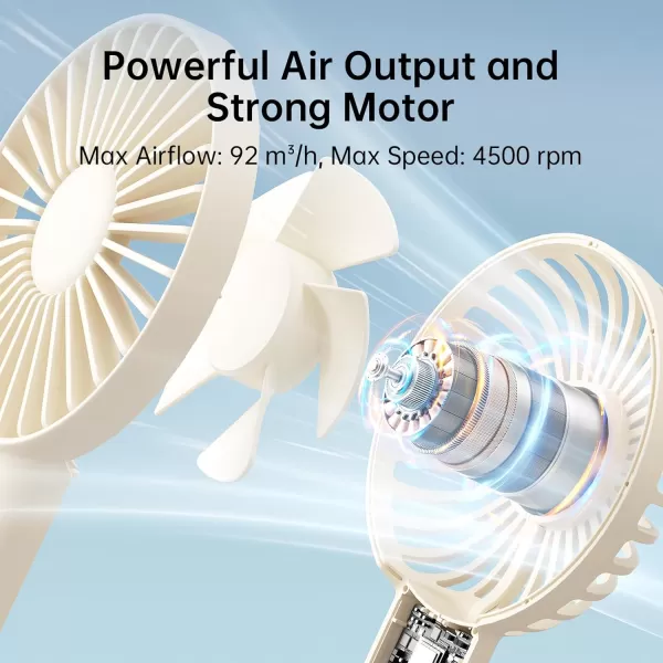 JISULIFE Handheld Fan Portable Small Fan with 3 Speeds USB Rechargeable Hand Fan Personal Fan Battery Operate for Outdoor Indoor Commute Office Travel Gifts BeigeBeige