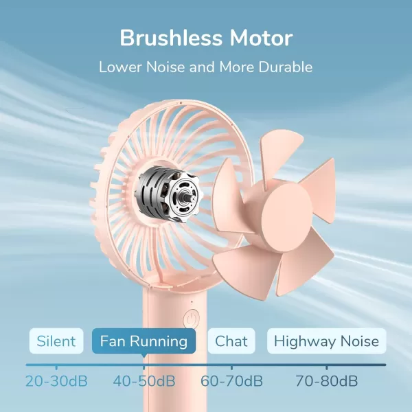 JISULIFE Handheld Fan Portable Small Fan with 3 Speeds USB Rechargeable Hand Fan Personal Fan Battery Operate for Outdoor Indoor Commute Office Travel Gifts BeigePink