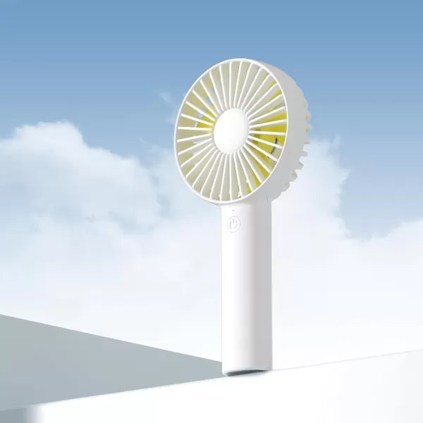 JISULIFE Handheld Fan Portable Small Fan with 3 Speeds USB Rechargeable Hand Fan Personal Fan Battery Operate for Outdoor Indoor Commute Office Travel Gifts BeigeWhite
