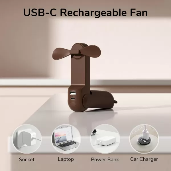 JISULIFE Handheld Mini Fan 3 IN 1 Hand Fan USB Rechargeable Small Pocket Fan 1219 Working Hours with Power Bank Flashlight Portable Fan for TravelSummerConcertsLash Gifts for WomenPinkBrown