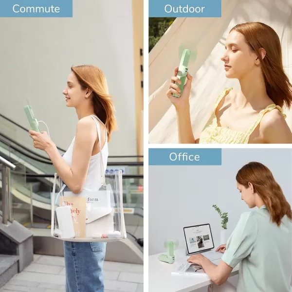 JISULIFE Handheld Mini Fan 3 IN 1 Hand Fan USB Rechargeable Small Pocket Fan 1219 Working Hours with Power Bank Flashlight Portable Fan for TravelSummerConcertsLash Gifts for WomenPinkLight Green