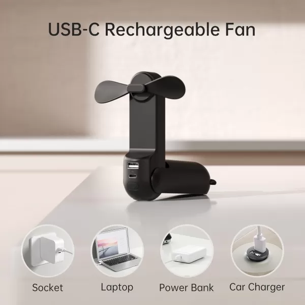 JISULIFE Handheld Mini Fan 3 IN 1 Hand Fan USB Rechargeable Small Pocket Fan 1219 Working Hours with Power Bank Flashlight Portable Fan for TravelSummerConcertsLash Gifts for WomenPinkBlack