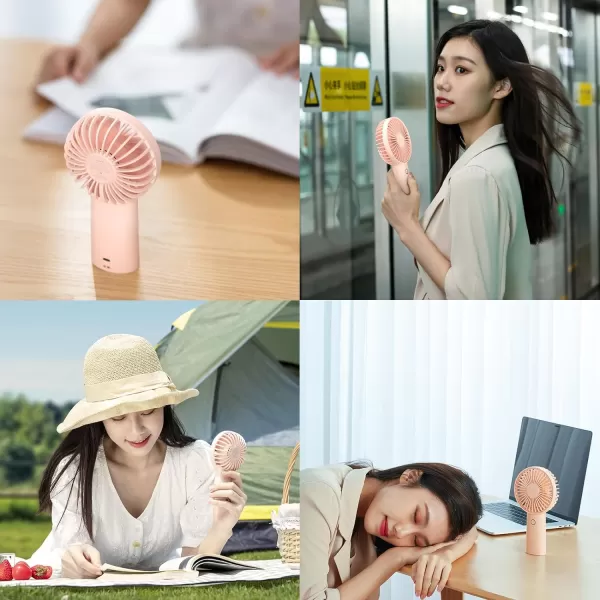 JISULIFE Handheld Portable 20H Max Cooling Time Mini Hand Fan 4000mAh USB Rechargeable Personal Fan Battery Operated Small Fan with 3 Speeds for TravelCommuteMakeupOfficeBluePink