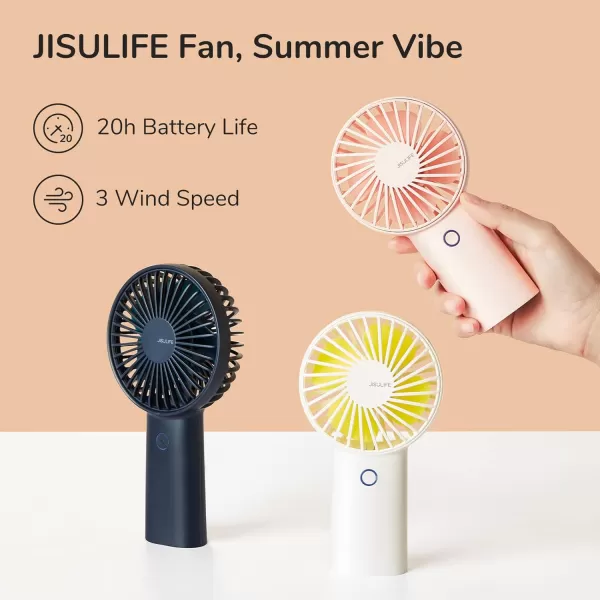 JISULIFE Handheld Portable 20H Max Cooling Time Mini Hand Fan 4000mAh USB Rechargeable Personal Fan Battery Operated Small Fan with 3 Speeds for TravelCommuteMakeupOfficeBlueBlue