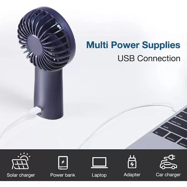 JISULIFE Handheld Portable 20H Max Cooling Time Mini Hand Fan 4000mAh USB Rechargeable Personal Fan Battery Operated Small Fan with 3 Speeds for TravelCommuteMakeupOfficeBlueBlue