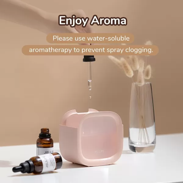 JISULIFE Personal Mini Humidifier Rechargeable Night Light Small Humidifier Wireless 280ml Air Humidifiers for Baby Quiet Portable Desk Humidifier Easy Clean for Plant Office Travel  WhitePink