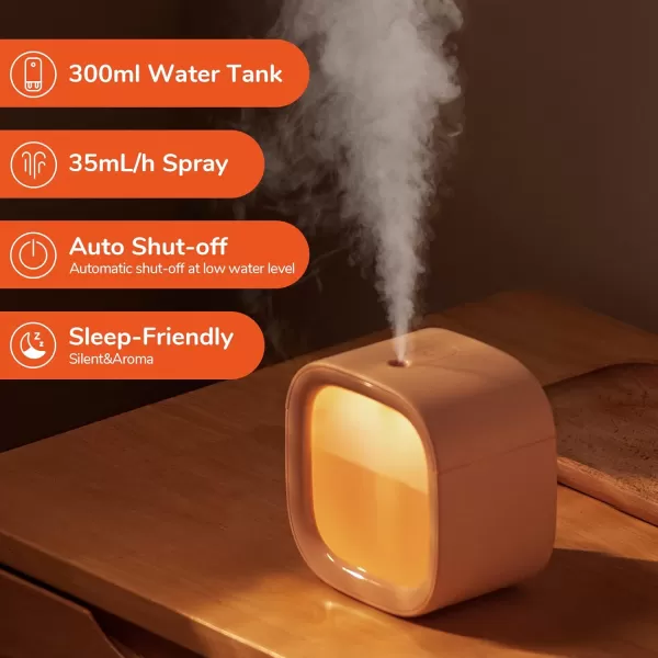JISULIFE Personal Mini Humidifier Rechargeable Night Light Small Humidifier Wireless 280ml Air Humidifiers for Baby Quiet Portable Desk Humidifier Easy Clean for Plant Office Travel  WhitePink