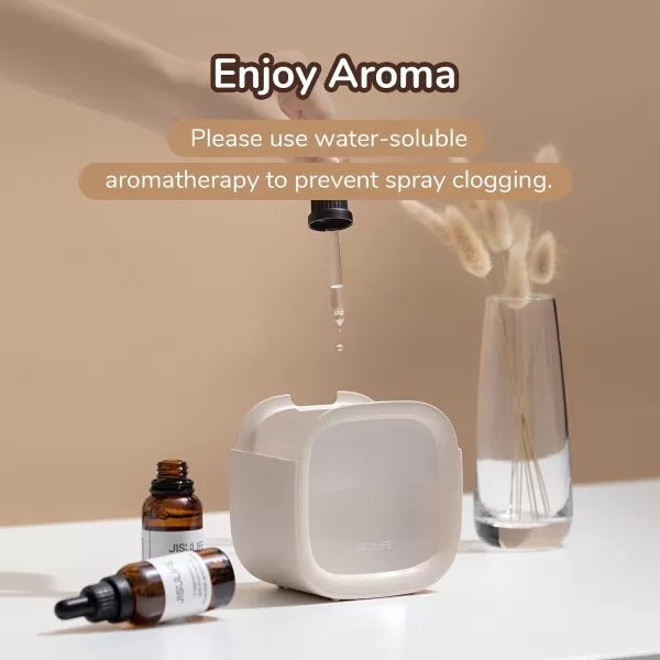 JISULIFE Personal Mini Humidifier Rechargeable Night Light Small Humidifier Wireless 280ml Air Humidifiers for Baby Quiet Portable Desk Humidifier Easy Clean for Plant Office Travel  WhiteBeige