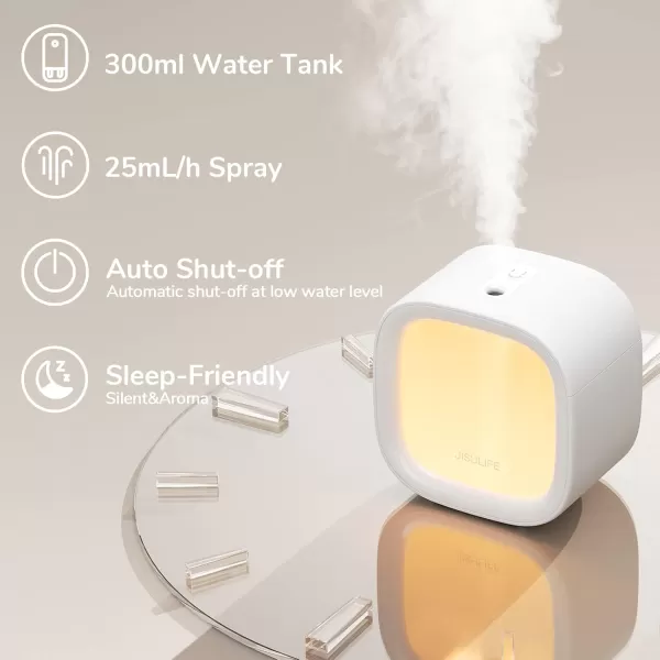 JISULIFE Personal Mini Humidifier Rechargeable Night Light Small Humidifier Wireless 280ml Air Humidifiers for Baby Quiet Portable Desk Humidifier Easy Clean for Plant Office Travel  WhiteWhite