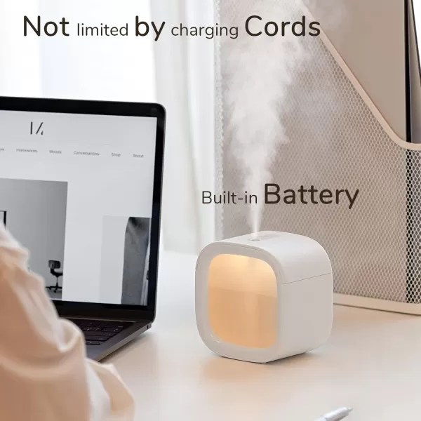 JISULIFE Personal Mini Humidifier Rechargeable Night Light Small Humidifier Wireless 280ml Air Humidifiers for Baby Quiet Portable Desk Humidifier Easy Clean for Plant Office Travel  WhiteWhite