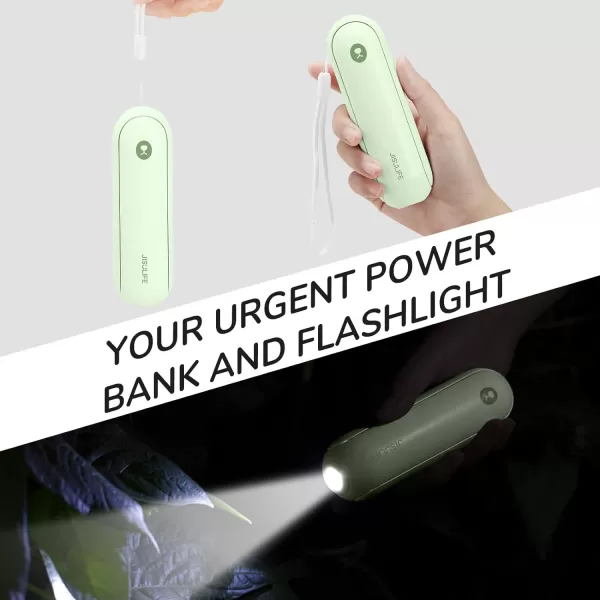 JISULIFE Portable Handheld Fan Mini Rechargeable Hand Fan Small Battery Operated 1421hrs Personal USB Foldable Fan Pocket Fan with Power Bank Flashlight Gifts for WomenGirlsFriends  BlueMint Green