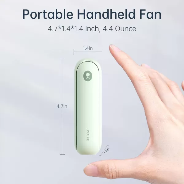JISULIFE Portable Handheld Fan Mini Rechargeable Hand Fan Small Battery Operated 1421hrs Personal USB Foldable Fan Pocket Fan with Power Bank Flashlight Gifts for WomenGirlsFriends  BlueMint Green