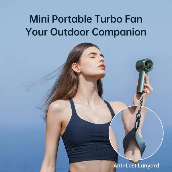 JISULIFE Portable Handheld FanSpeed1100 Adjustable Turbo Mini Fan5000mAh Battery Rechargeable Personal Fan with Metal BodyDigital DisplayGifts for Women Men TravelCampingOutdoorGreyGreen